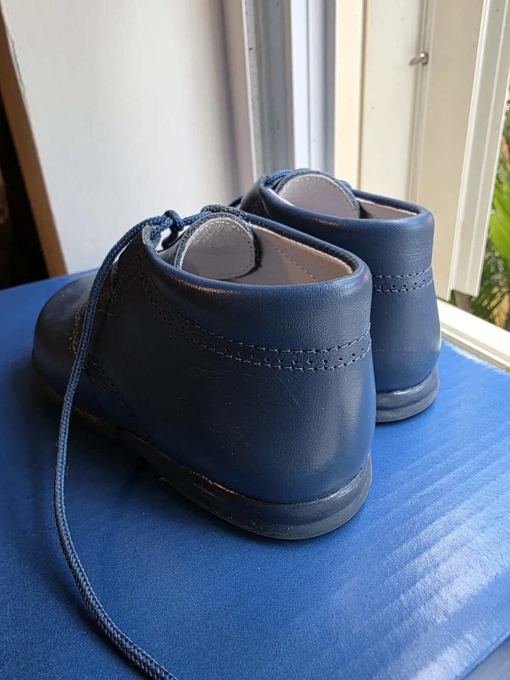 Spanish Kids Navy Blue Leather Lace-Up Shoes